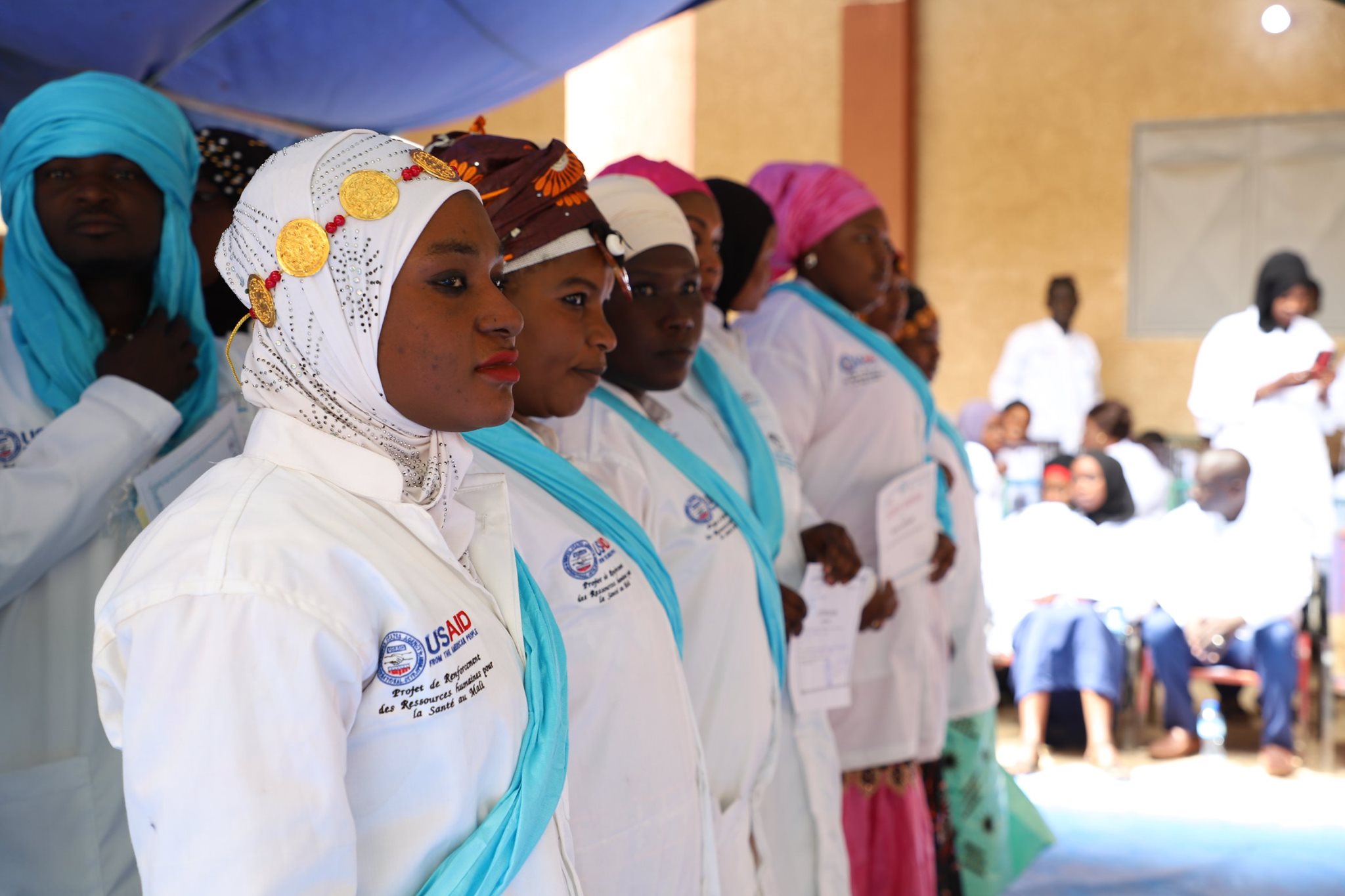 Health workers at their graduation ceremony in Gao, Mali in February 2020. Photo by Doucoure Sekou for IntraHealth International.